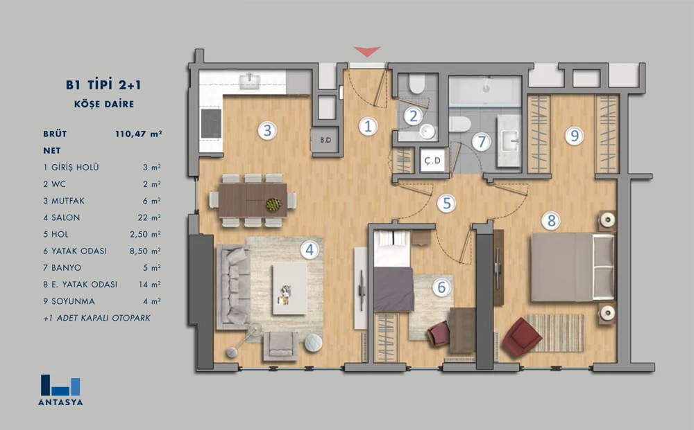Type B1 2+1 Corner flat
