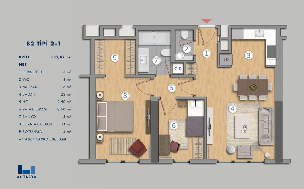 Type B2 2+1 Apartment